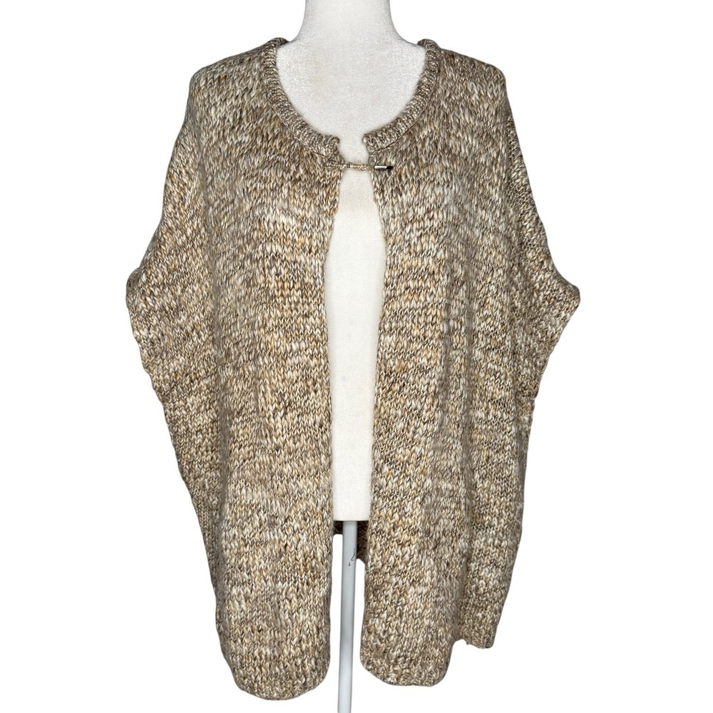 J. Jill Pure Jill L/XL‎ Poncho Sweater Alpaca Wool Chunky Sleeveless Cardigan